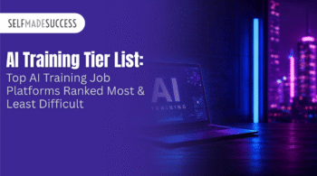 Banner for SELFMADE SUCCESS: 'AI Training Tier List' headline on a purple gradient with a laptop showing AI graphics.