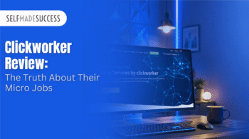 Blue SelfMadeSuccess hero banner with the headline “Clickworker Review: The Truth About Their Micro Jobs.”